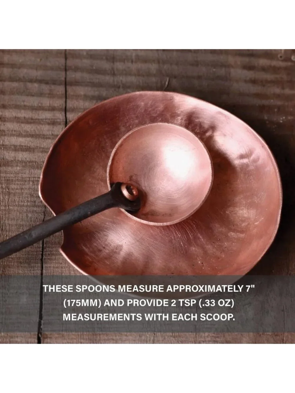 Antique Rustic Copper & Steel Coffee Scoop | 2 Tsp Food Grade Metal Spoon